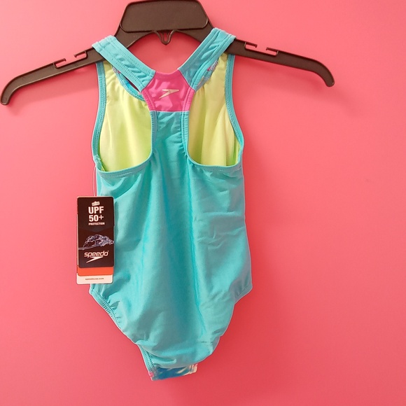 Speedo Print Sport Splice One Piece Girls Swimsuit - Picture 2 of 4